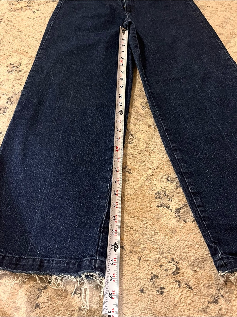 Dark Wash Frayed Hem Wide Leg Jeans 4 Short Women Jeans - Picture 4 of 10